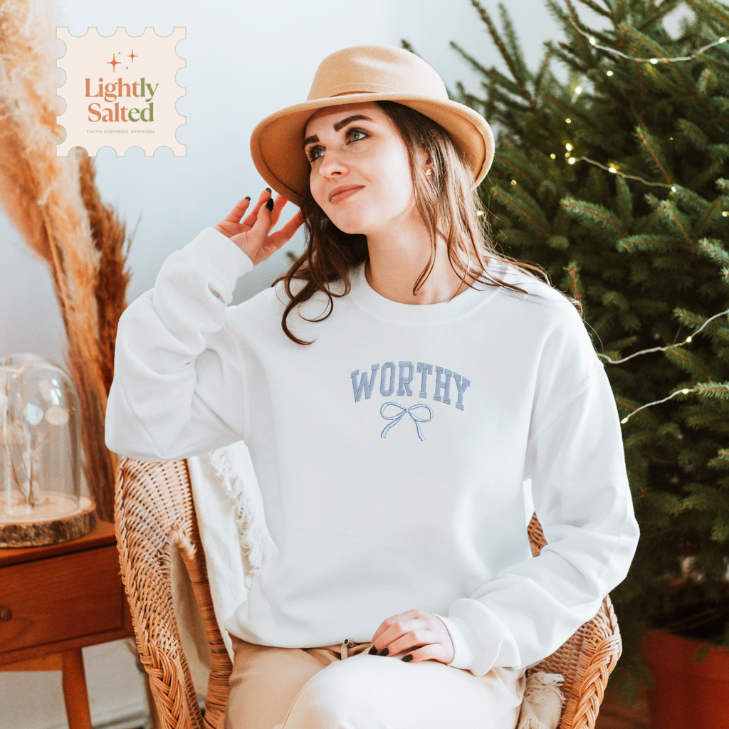 "Worthy" | Embroidered Sweater
